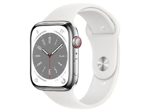 Apple　Apple Watch Series 8 GPS+Cellularモデル 45mm MNKE3J/A [シルバーステンレススチールケース/ホワイトスポーツバンド]